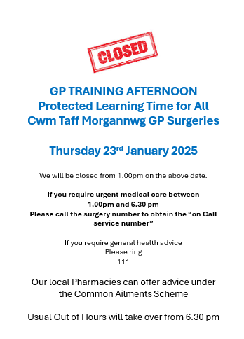 training closure pm 23 jan 2025